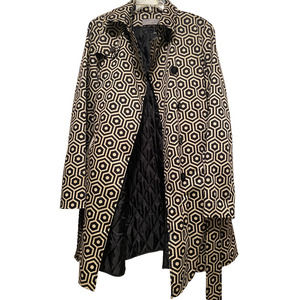 Liz Claiborne Black and Beige Trench Coat Sz Medium
